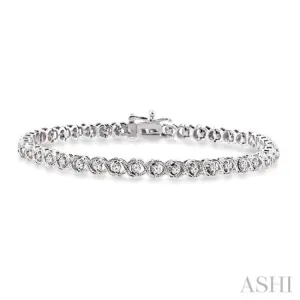 1 Ctw Round Cut Diamond X & O Link Bracelet in 10K White Gold