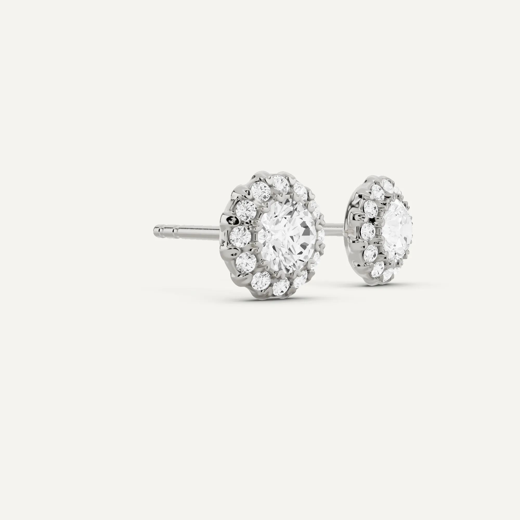 1 ctw Round Diamond Halo Stud Earrings