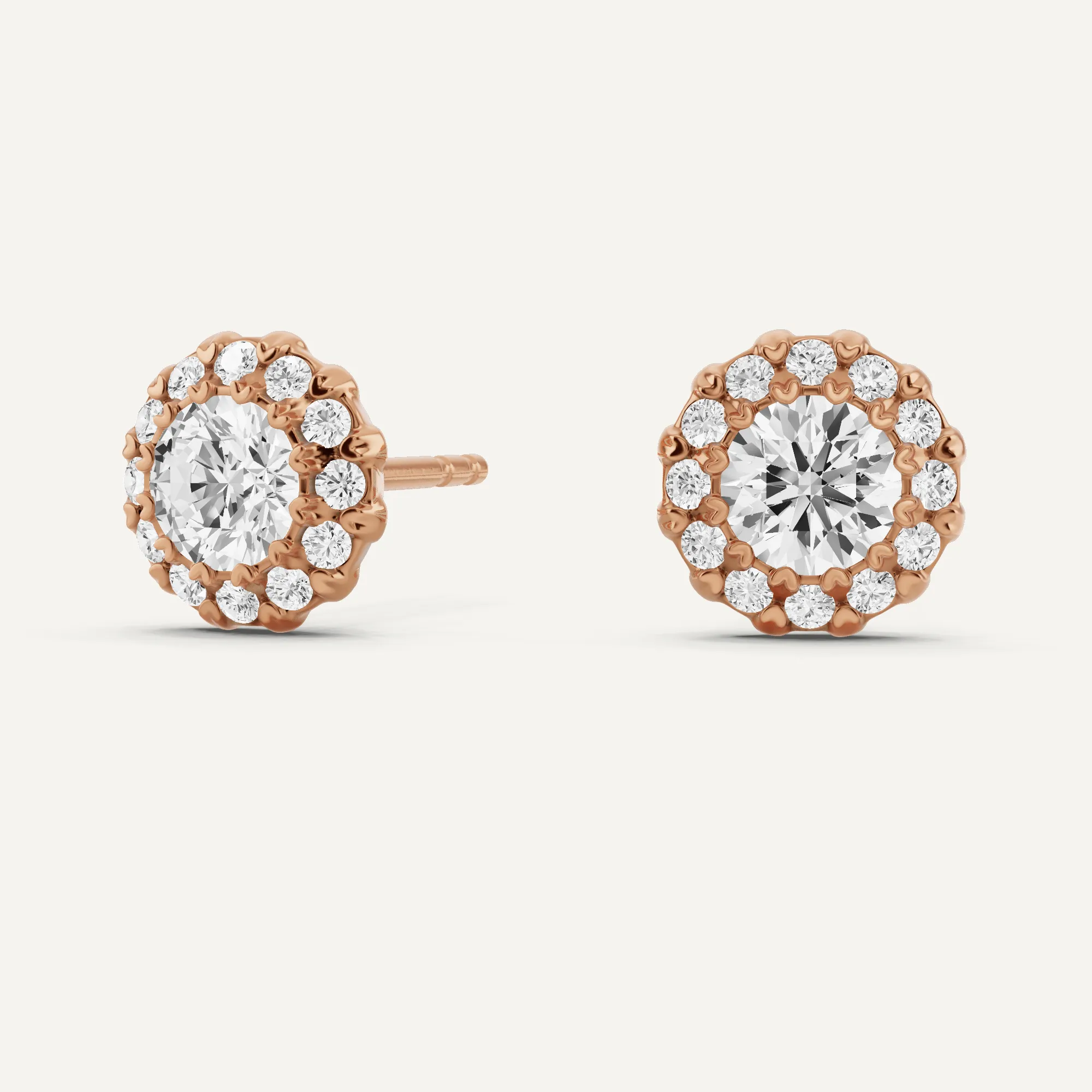 1 ctw Round Diamond Halo Stud Earrings