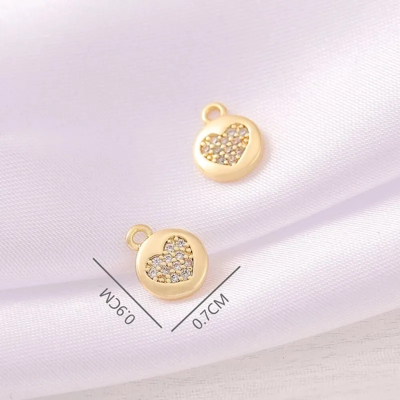 1 Piece 7 * 9mm Copper Zircon 18K Gold Plated Round Heart Shape Polished Pendant