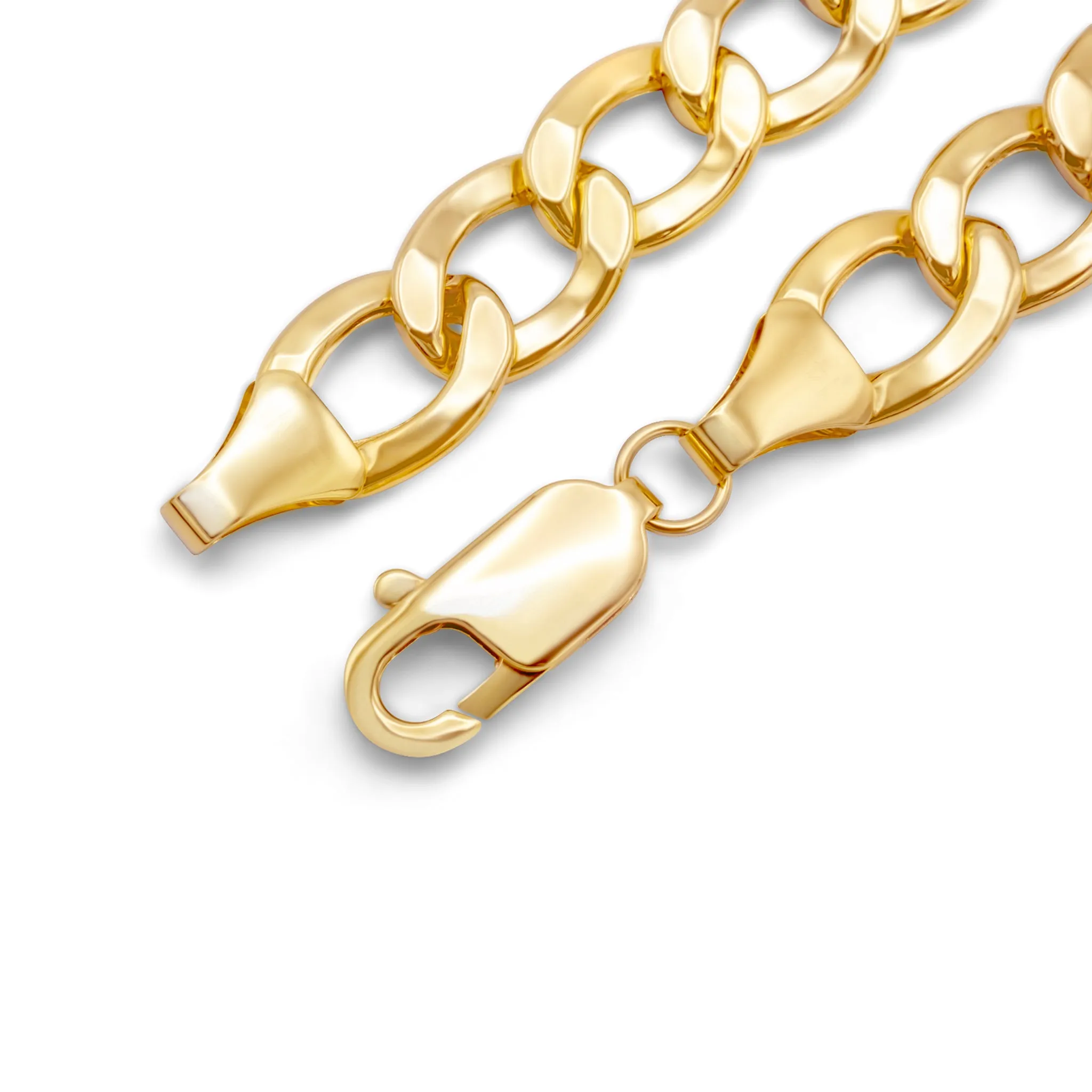 10k Semi-Solid Yellow Gold Flat Cuban Link Bracelet 11.03mm