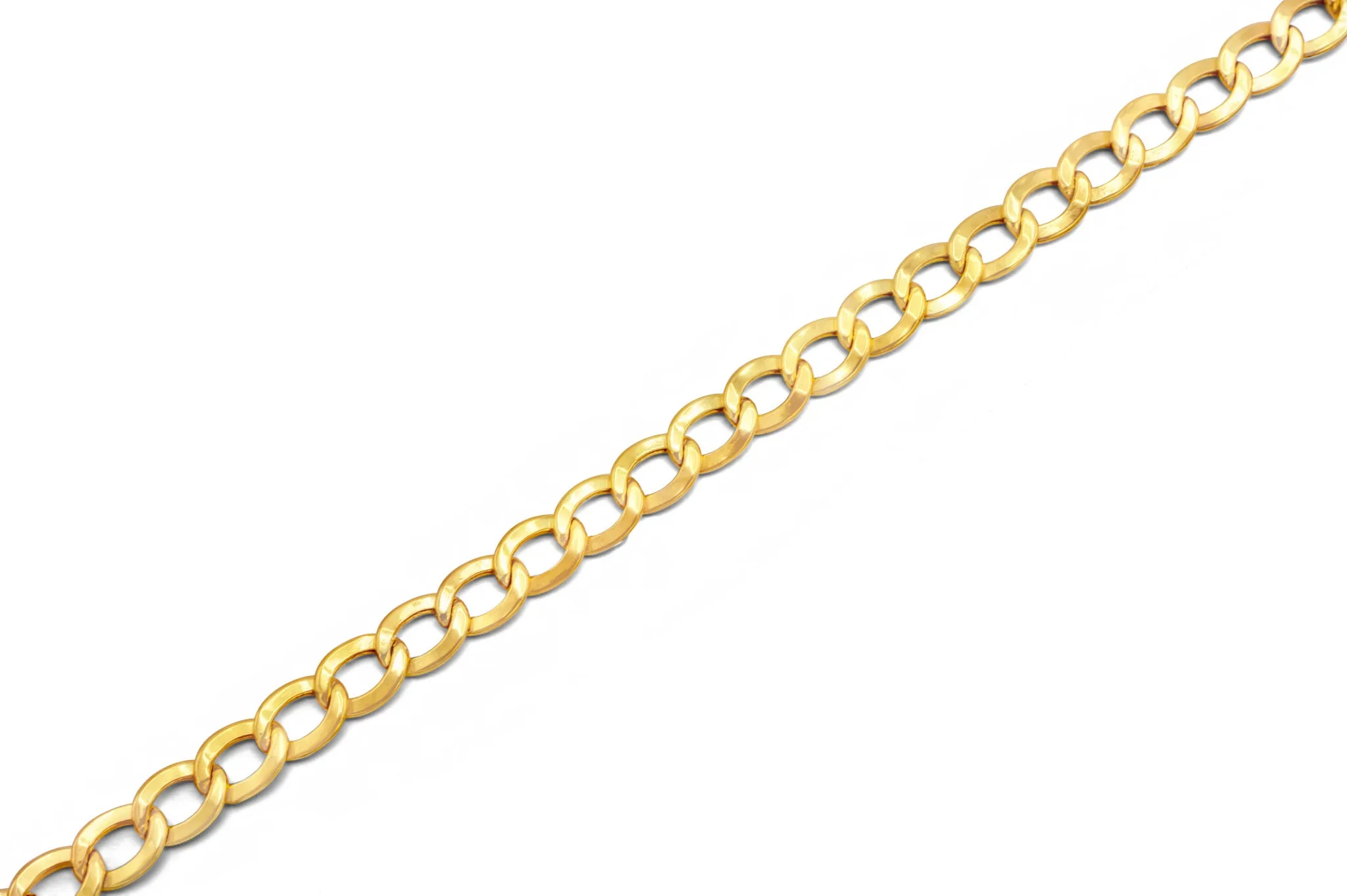 10k Semi-Solid Yellow Gold Flat Cuban Link Bracelet 11.03mm