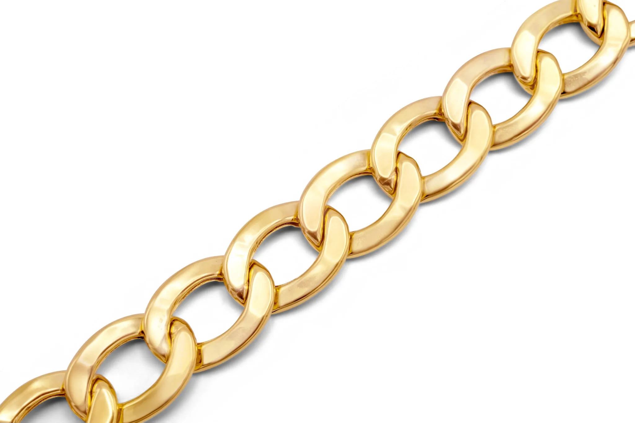 10k Semi-Solid Yellow Gold Flat Cuban Link Bracelet 11.03mm