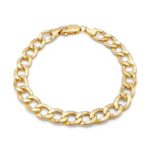 10k Semi-Solid Yellow Gold Flat Cuban Link Bracelet 11.03mm