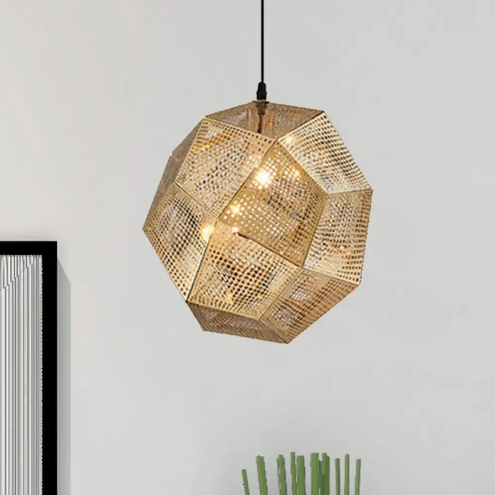 10"/12.5"/19"W Faceted Globe Pendant Light - Contemporary Metal, 1 Light - Sliver/Gold/Rose Gold