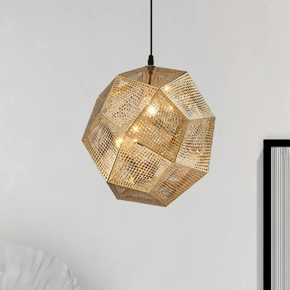 10"/12.5"/19"W Faceted Globe Pendant Light - Contemporary Metal, 1 Light - Sliver/Gold/Rose Gold