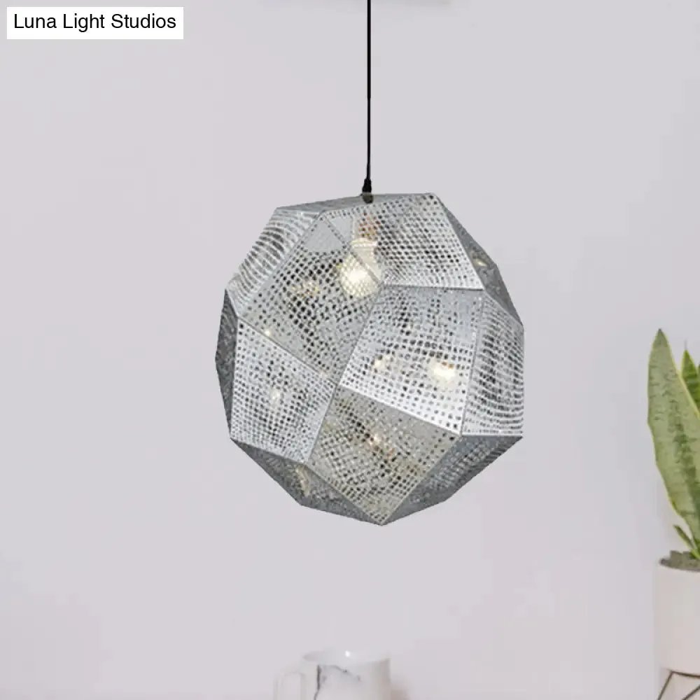 10"/12.5"/19"W Faceted Globe Pendant Light - Contemporary Metal, 1 Light - Sliver/Gold/Rose Gold