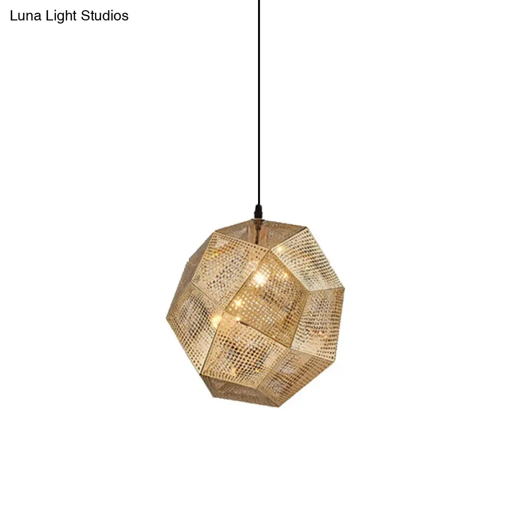 10"/12.5"/19"W Faceted Globe Pendant Light - Contemporary Metal, 1 Light - Sliver/Gold/Rose Gold