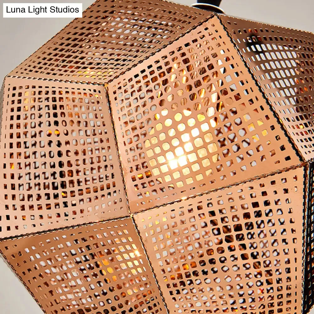 10"/12.5"/19"W Faceted Globe Pendant Light - Contemporary Metal, 1 Light - Sliver/Gold/Rose Gold