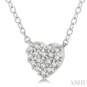 1/10 Ctw Heart Charm Round Cut Diamond Petite Fashion Pendant With Chain in 10K White Gold