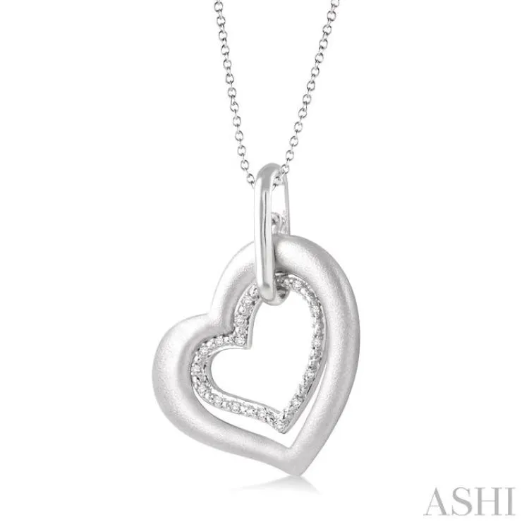 1/20 Ctw Single Cut Diamond Heart Pendant in Sterling Silver with Chain