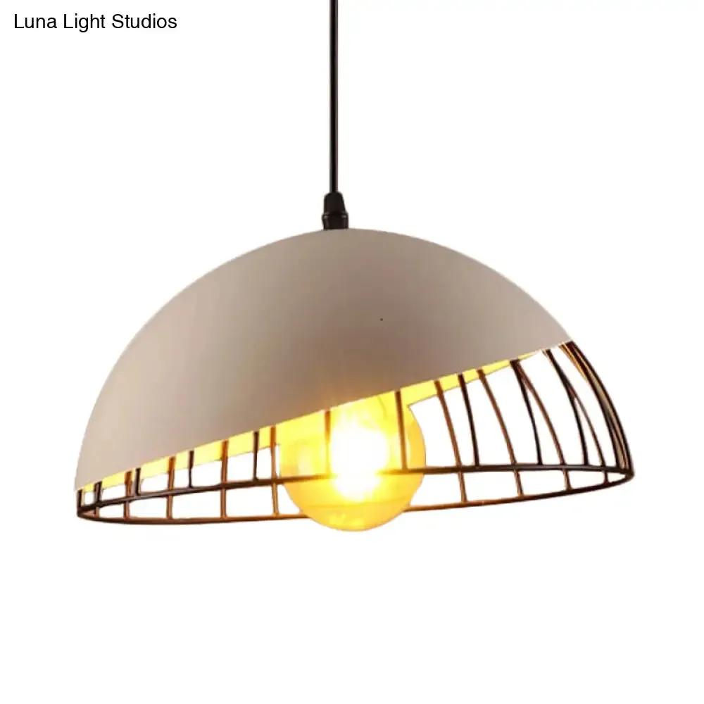 12"/14" Retro Style Hanging Pendant Light with Metal Bowl Design - Black/Gray Finish for Dining Table