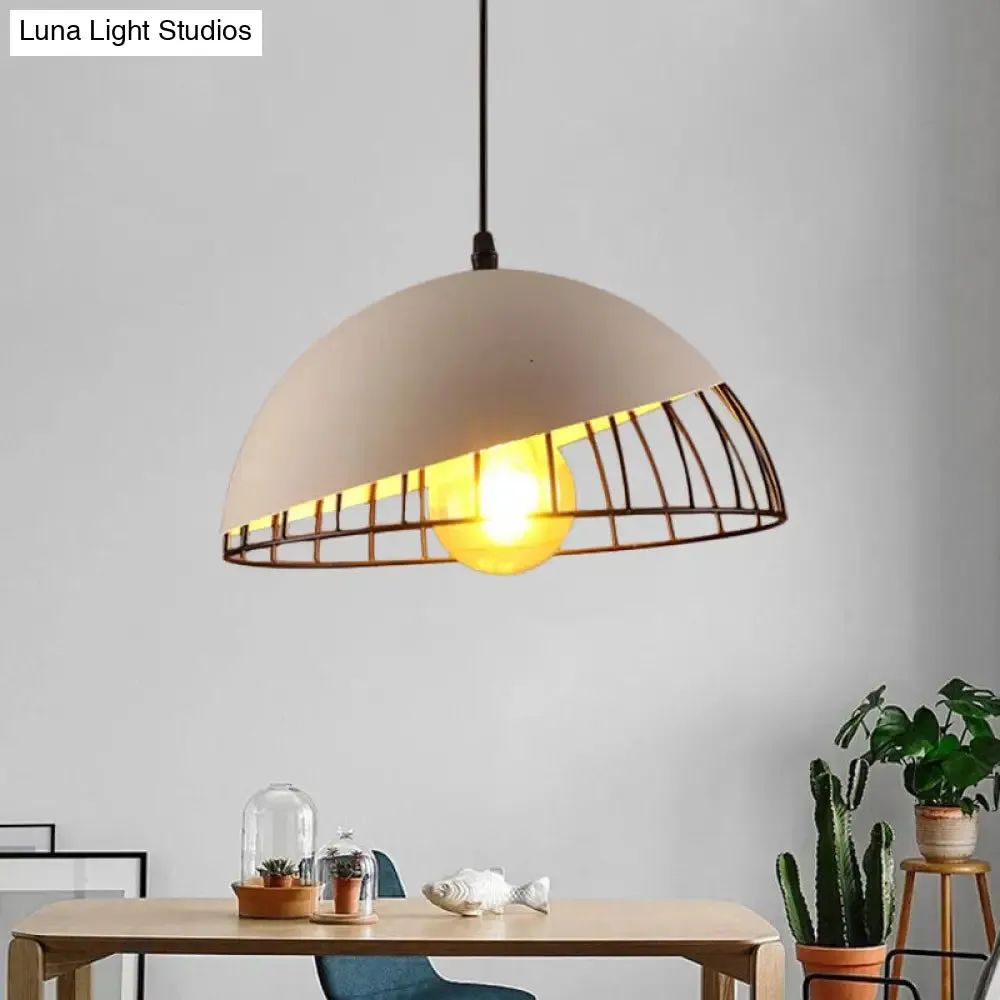 12"/14" Retro Style Hanging Pendant Light with Metal Bowl Design - Black/Gray Finish for Dining Table