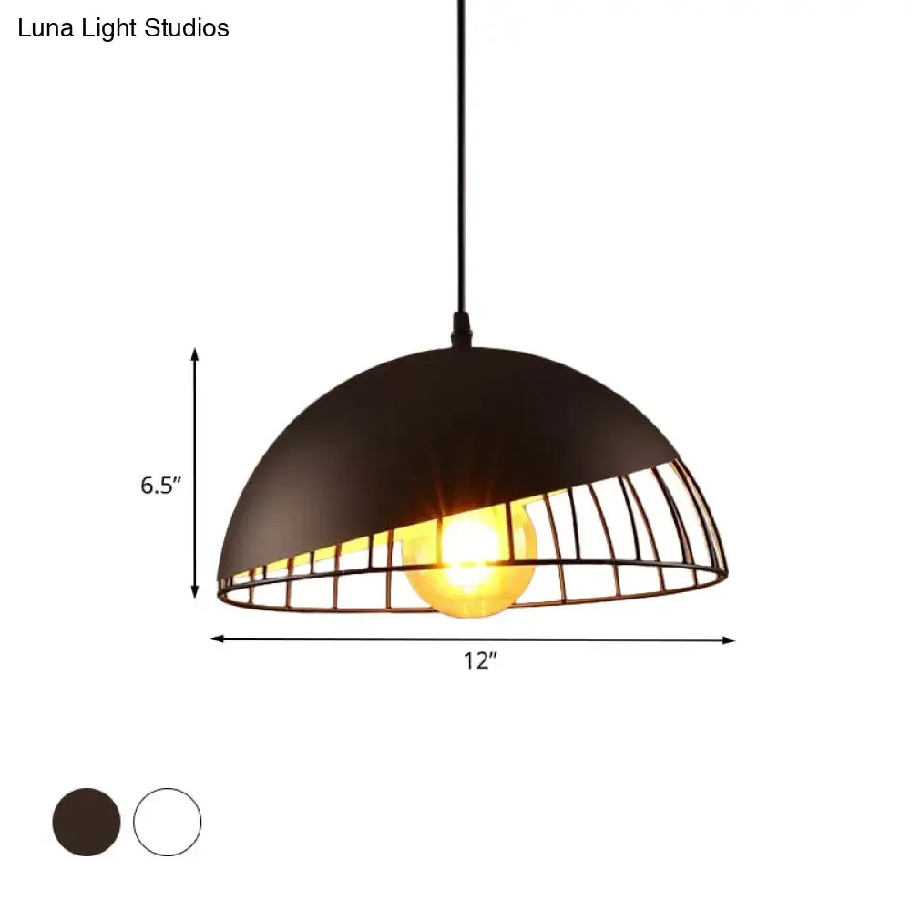 12"/14" Retro Style Hanging Pendant Light with Metal Bowl Design - Black/Gray Finish for Dining Table