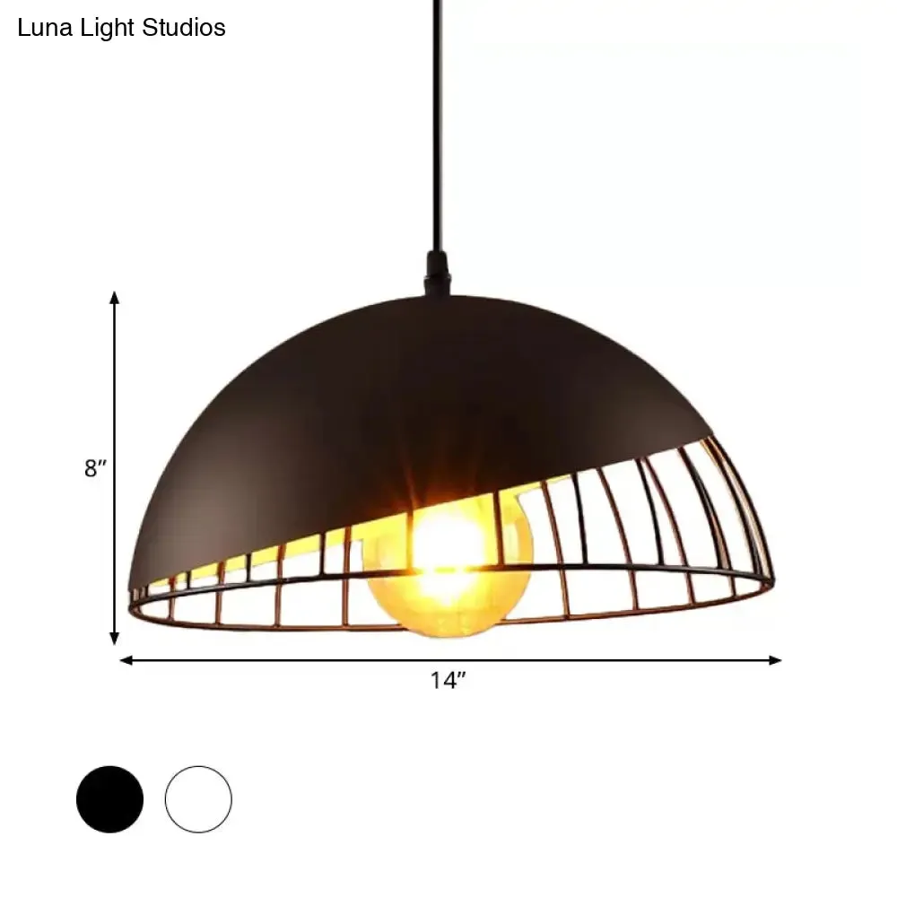 12"/14" Retro Style Hanging Pendant Light with Metal Bowl Design - Black/Gray Finish for Dining Table