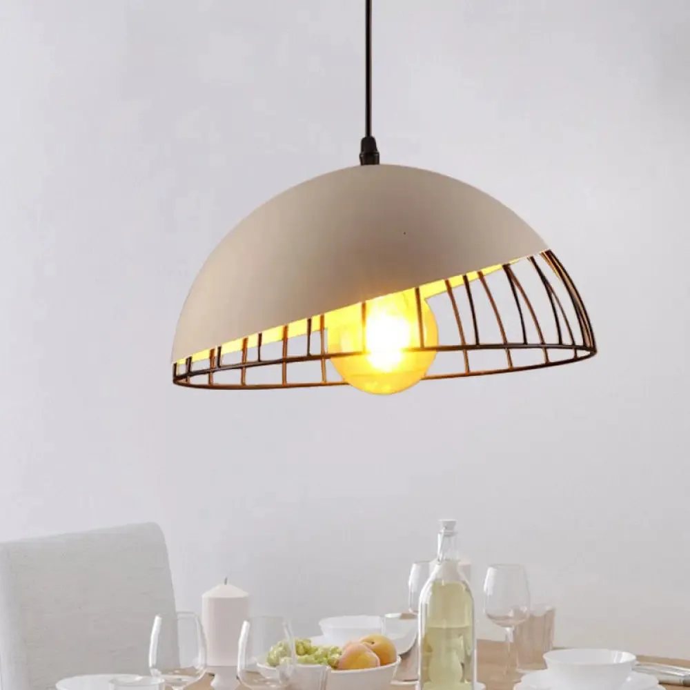 12"/14" Retro Style Hanging Pendant Light with Metal Bowl Design - Black/Gray Finish for Dining Table