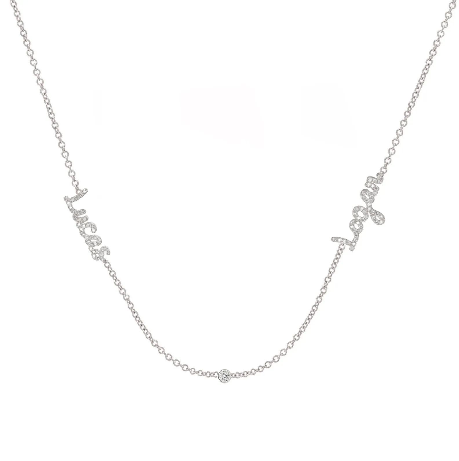 14K Diamond Two Name Necklace