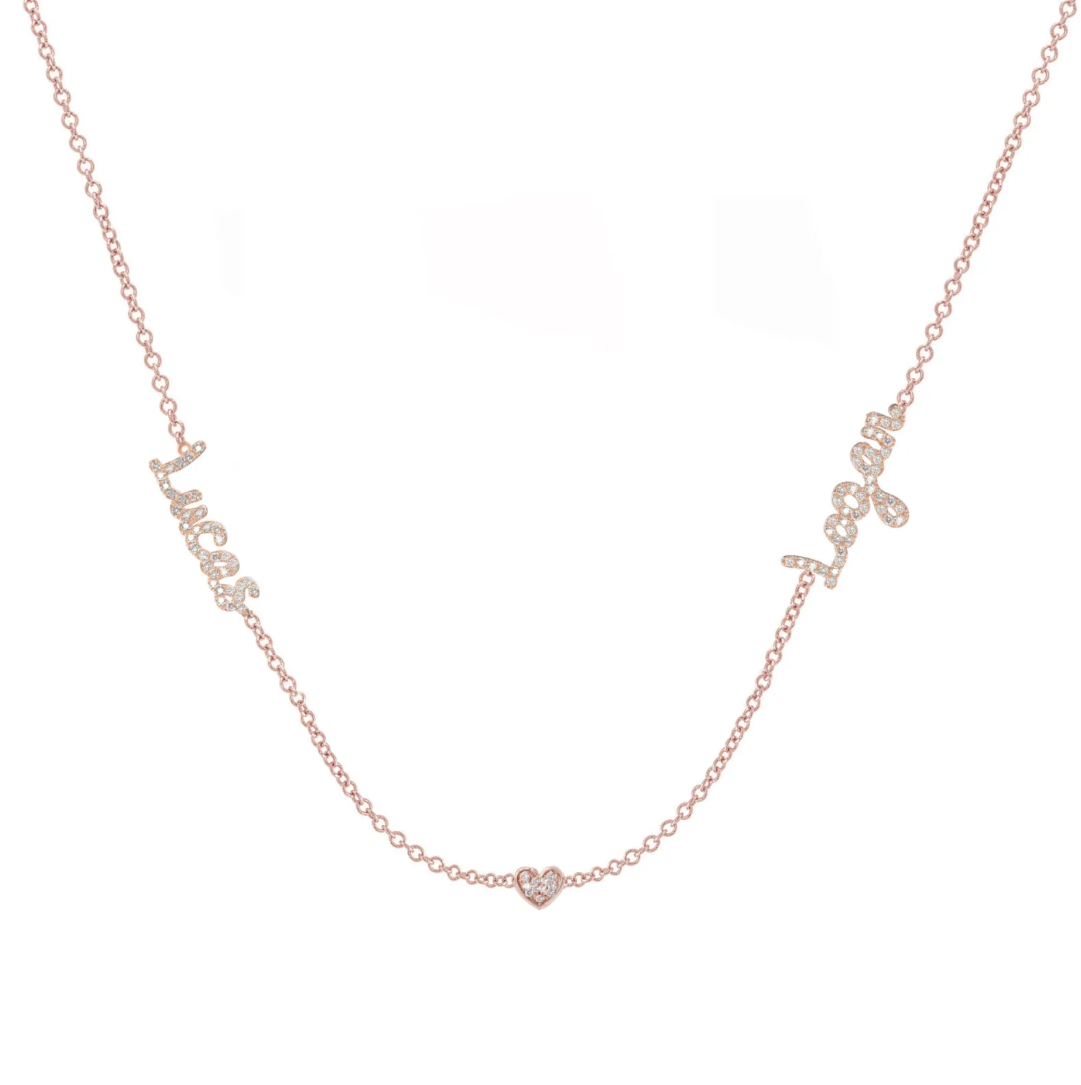 14K Diamond Two Name Necklace