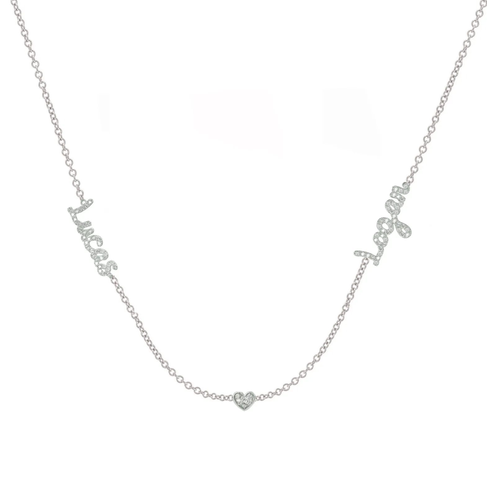 14K Diamond Two Name Necklace