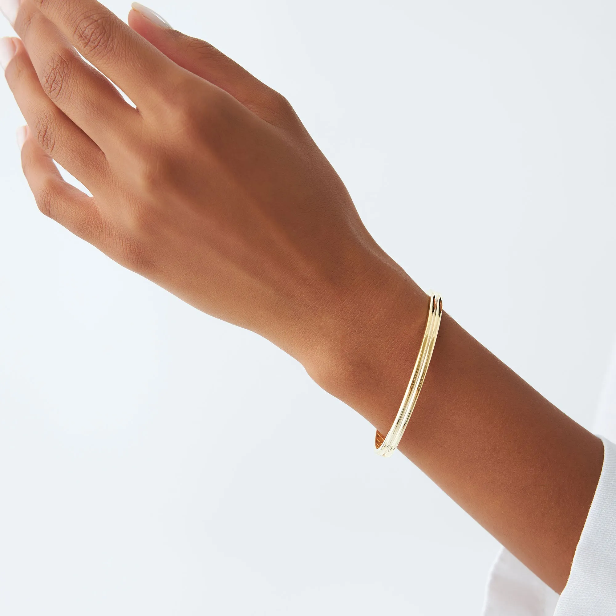 14k Double Row Dome Gold Bangle Bracelet