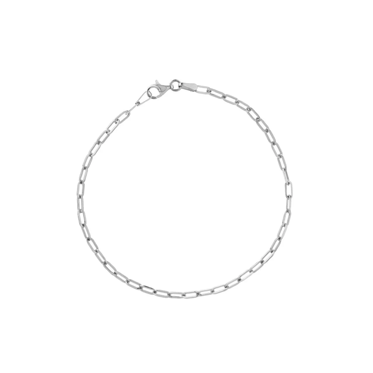 14K Gold 2.5mm Paperclip Chain Bracelet with Lobster Lock, 7.25"