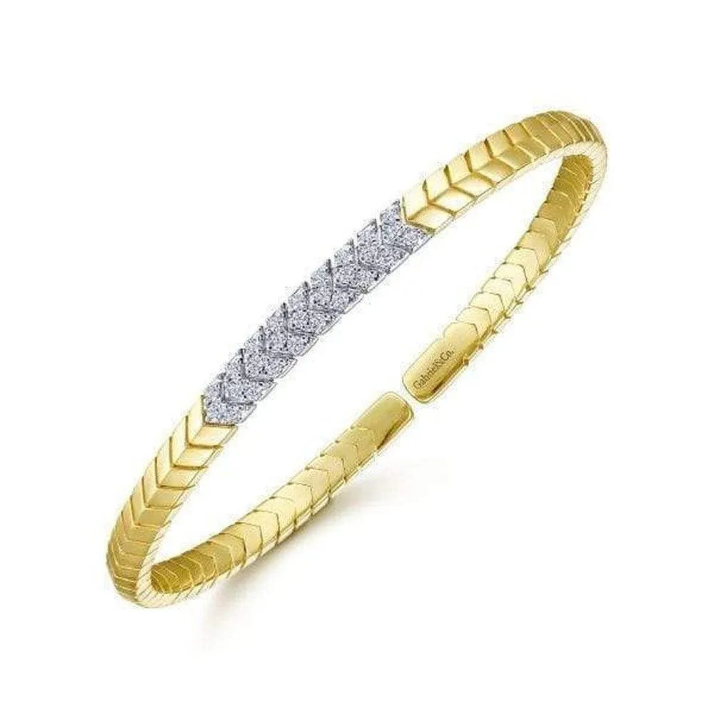 14k Gold Chevron Cuff With Diamonds