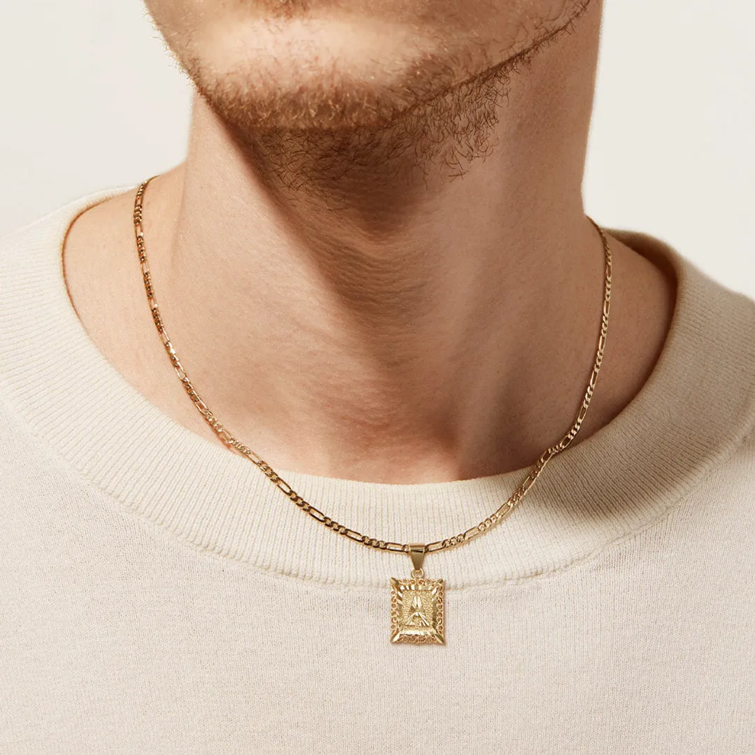 14k Gold Plated Initial Letter Pendant Necklace for Men Women