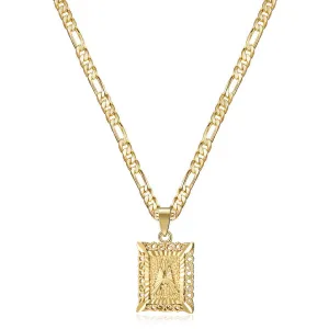 14k Gold Plated Initial Letter Pendant Necklace for Men Women