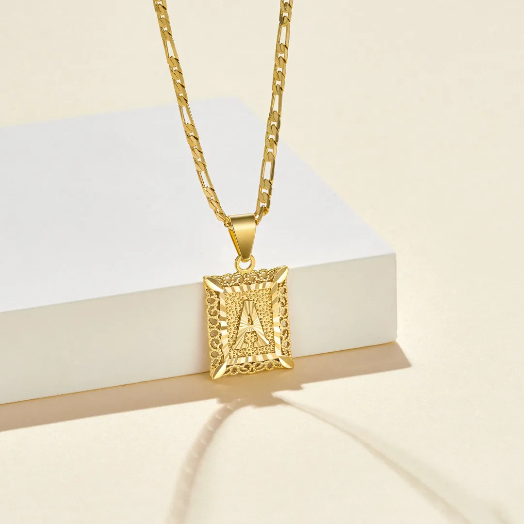 14k Gold Plated Initial Letter Pendant Necklace for Men Women