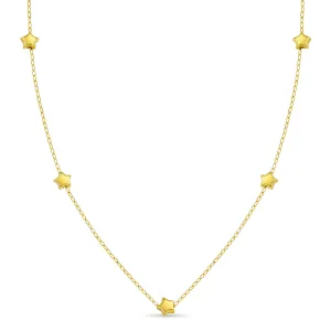 14k Gold Puffed Star Satellite Women's Necklace