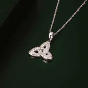 14k White Gold Diamond Trinity Knot Necklace