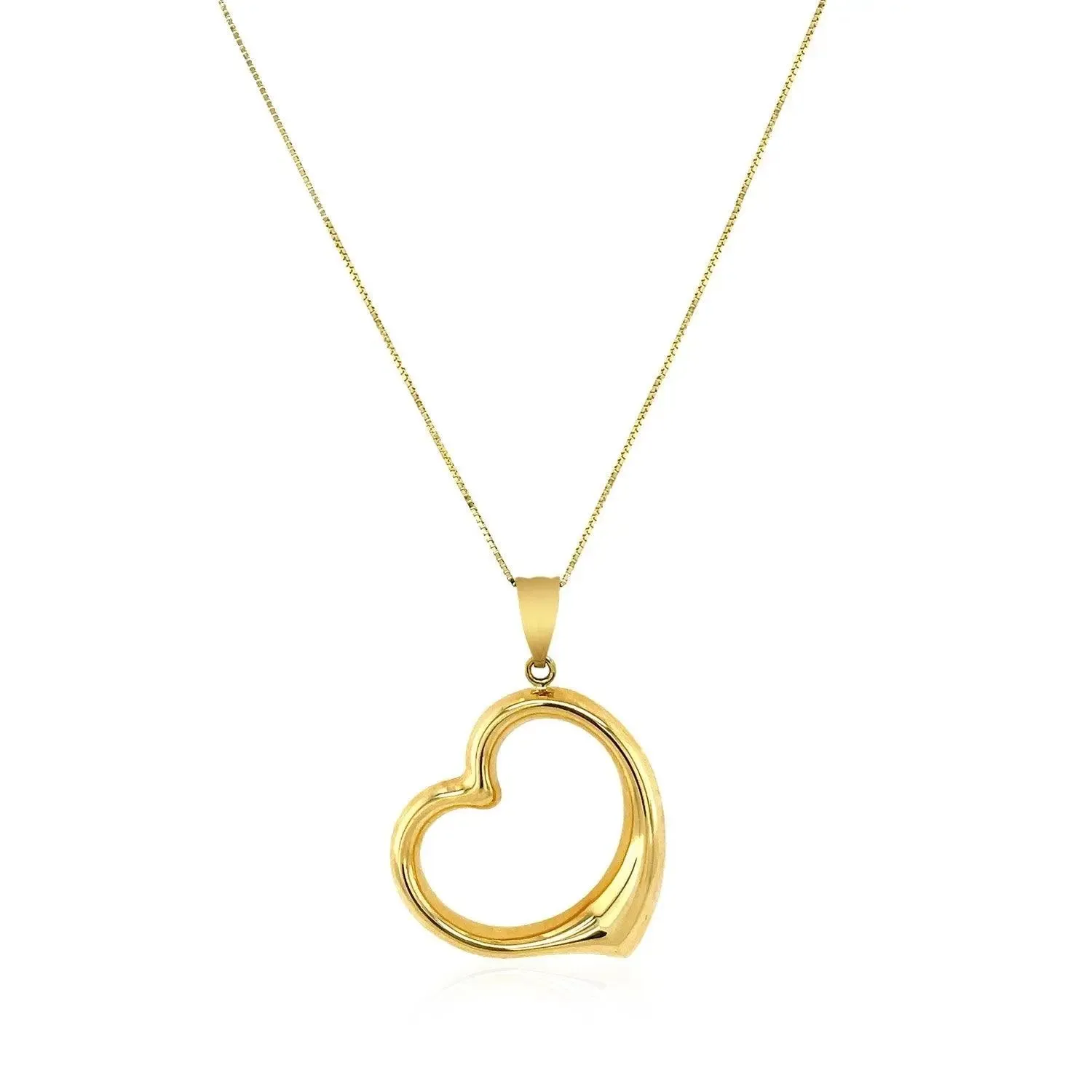 14k Yellow Gold Floating Heart Drop Pendant