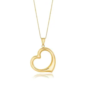 14k Yellow Gold Floating Heart Drop Pendant