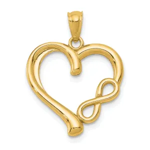 14k Yellow Gold Polished Infinity Heart Pendant