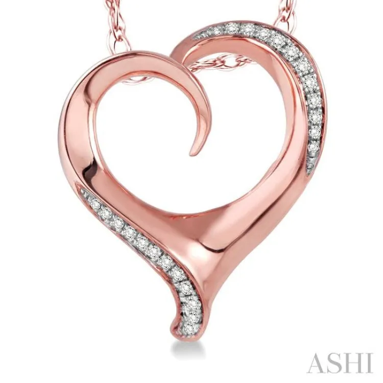 1/6 Ctw Round Cut Diamond Heart Pendant in 14K Rose Gold with Chain