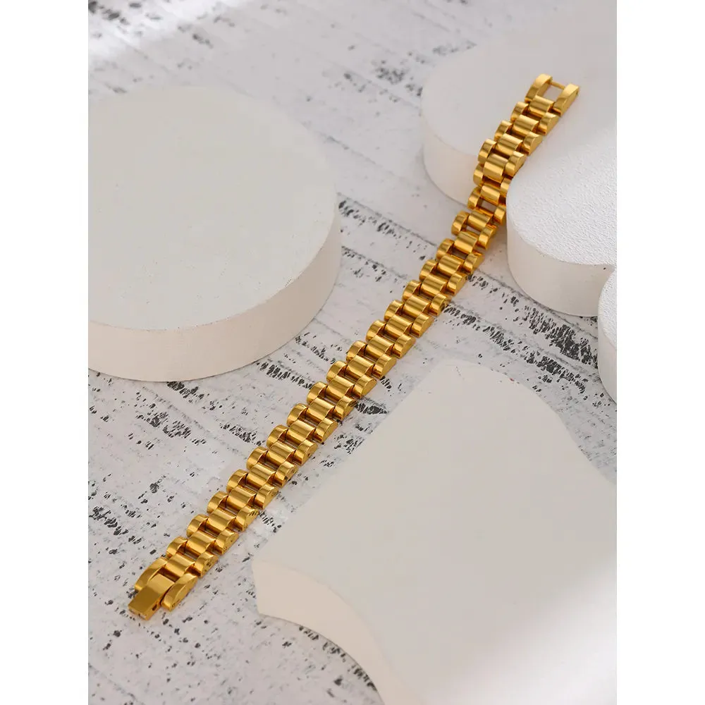 18K Gold Plated Heavy Metal Texture Bracelet