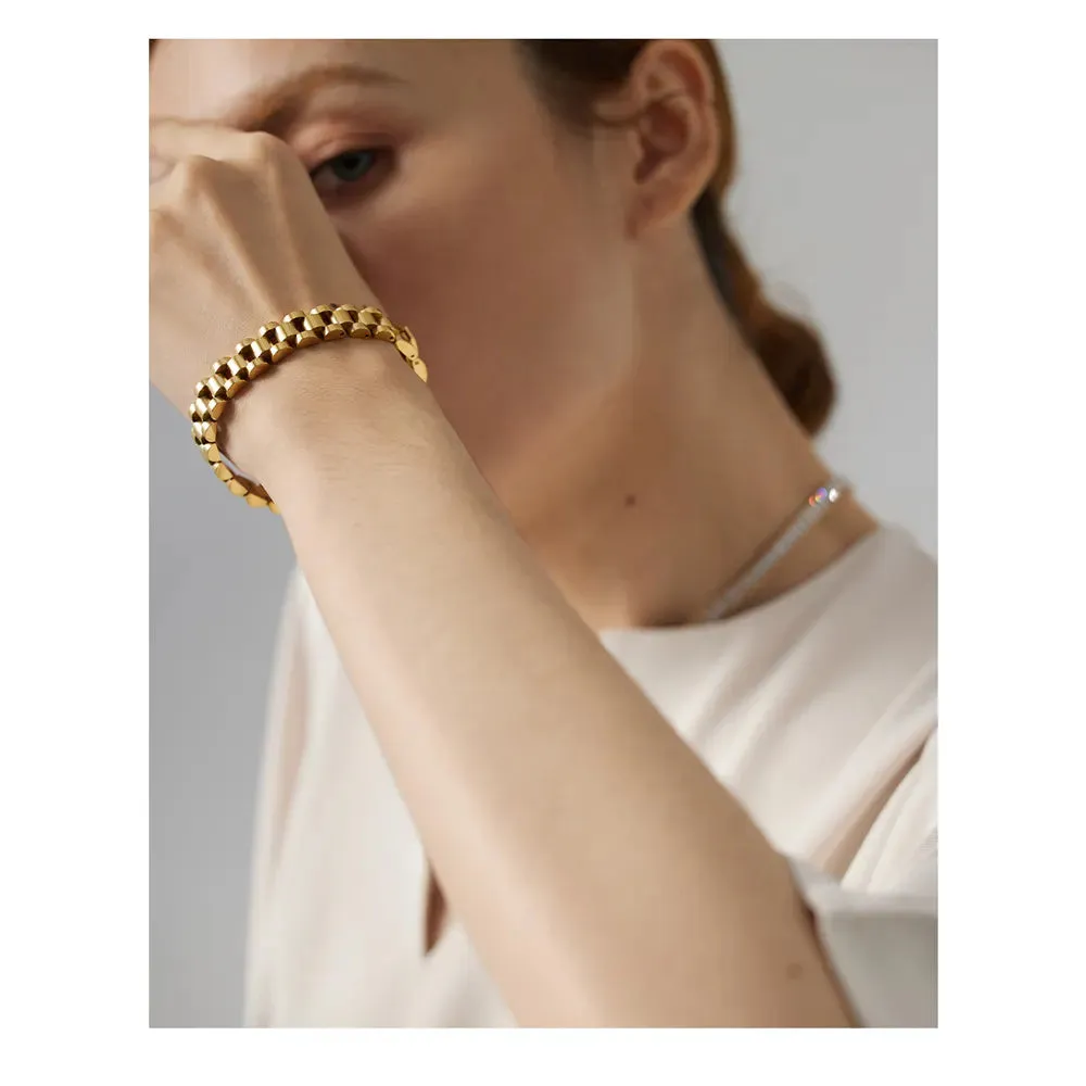 18K Gold Plated Heavy Metal Texture Bracelet