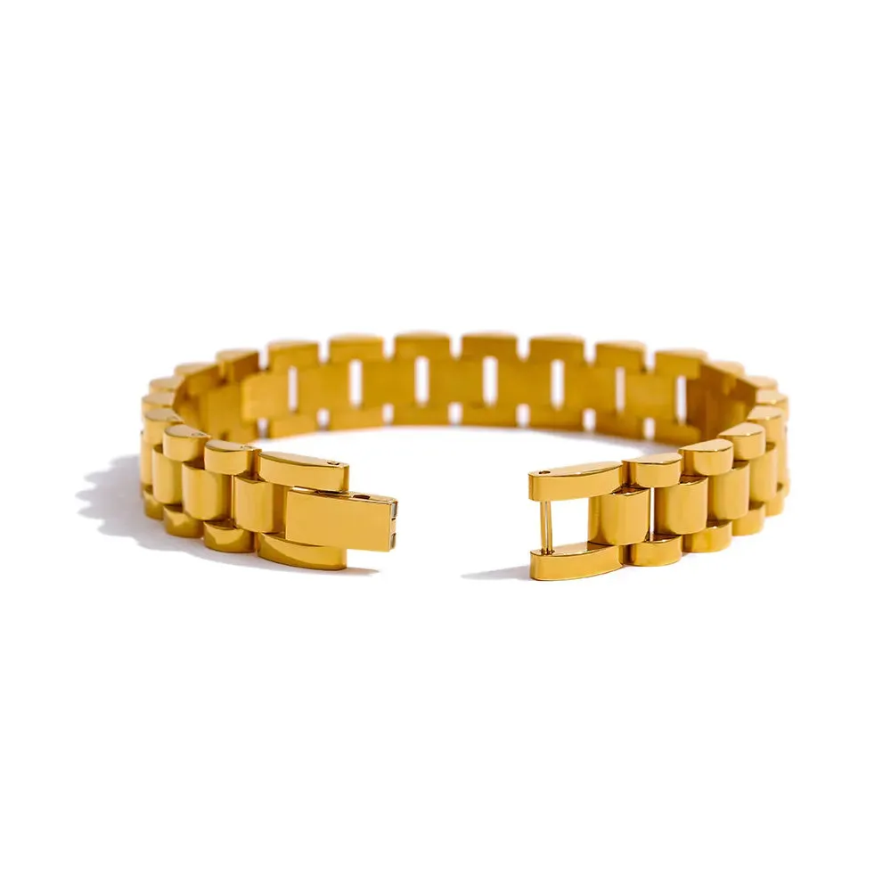 18K Gold Plated Heavy Metal Texture Bracelet