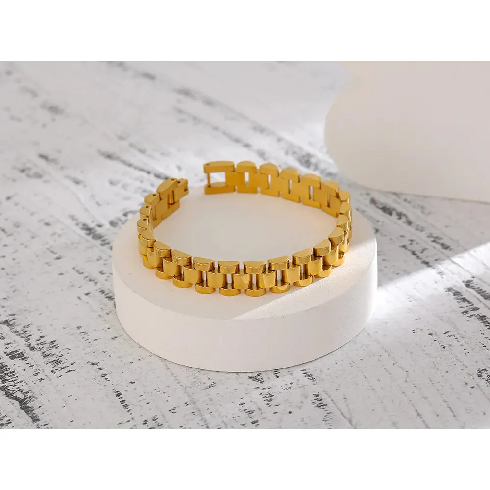 18K Gold Plated Heavy Metal Texture Bracelet