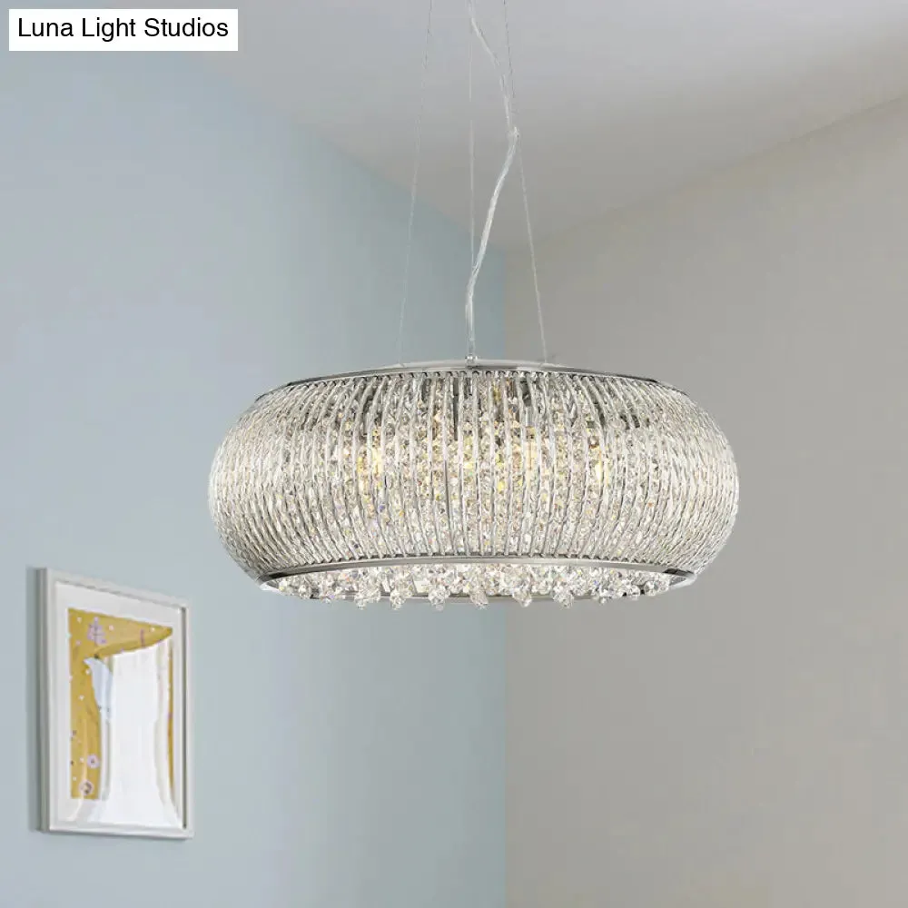 8 Head Crystal Pendant Chandelier - Modern Chrome Suspension Light for Dining Room