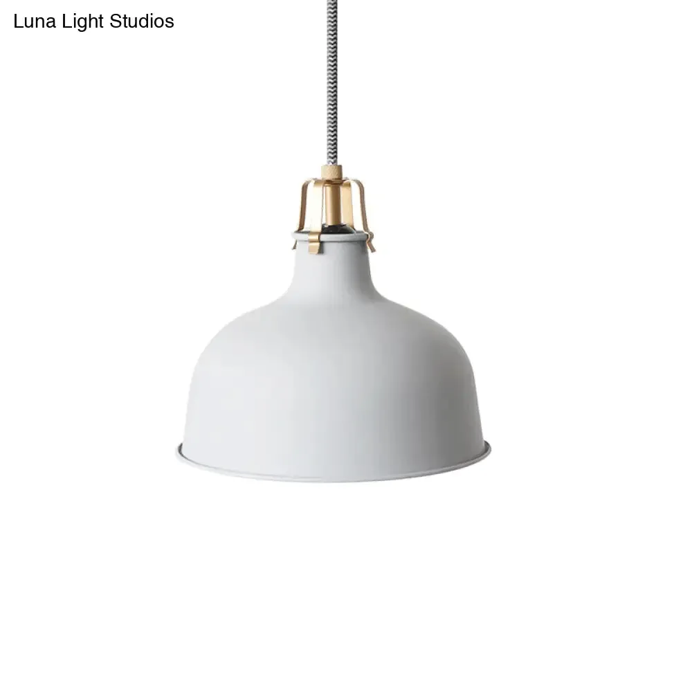 8.5"/13" Minimalistic Dome Pendant Ceiling Light in Black/White - Metallic Finish for Living Room