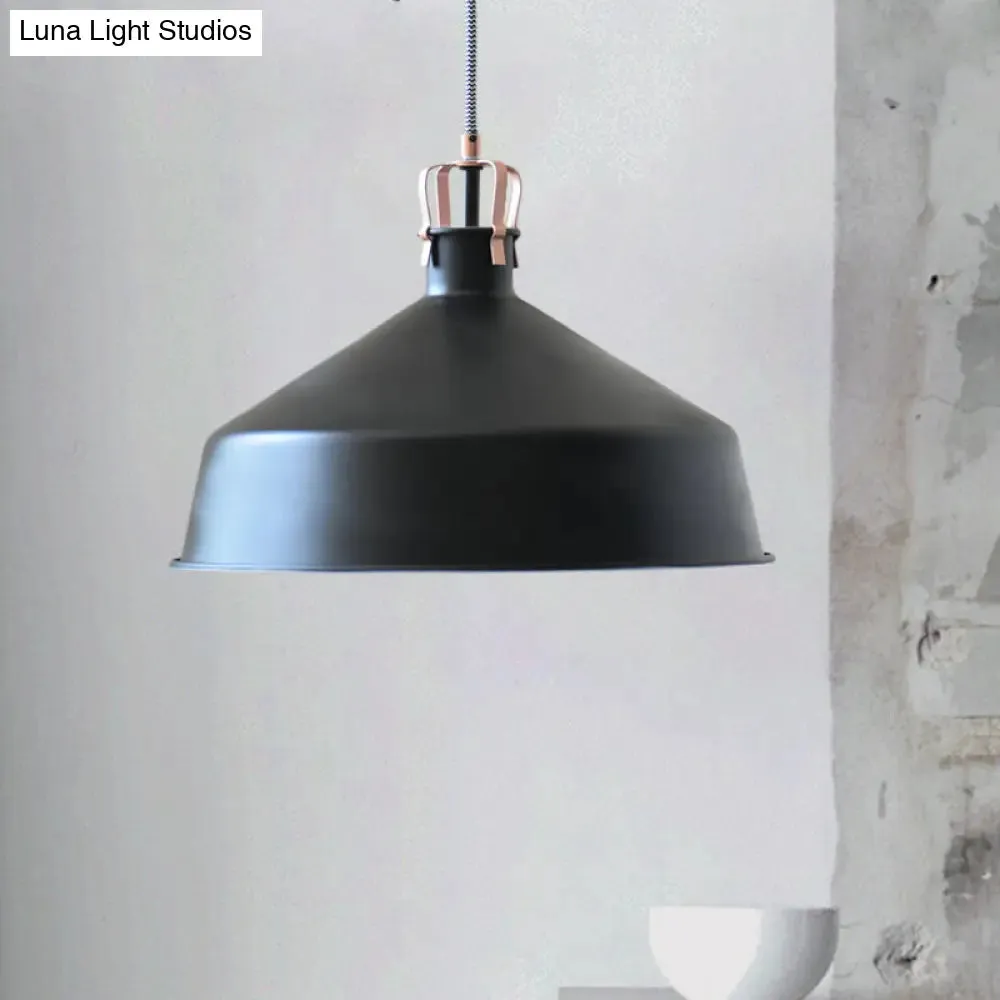 8.5"/13" Minimalistic Dome Pendant Ceiling Light in Black/White - Metallic Finish for Living Room