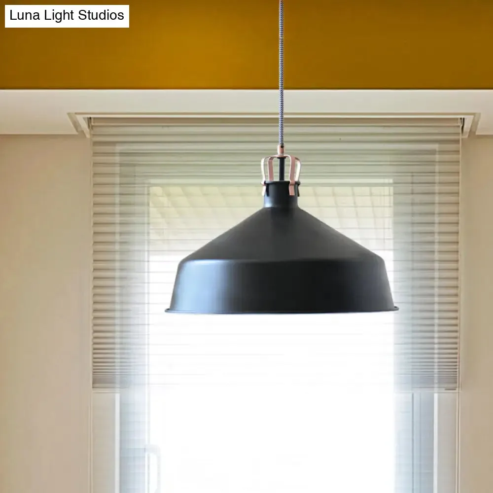 8.5"/13" Minimalistic Dome Pendant Ceiling Light in Black/White - Metallic Finish for Living Room