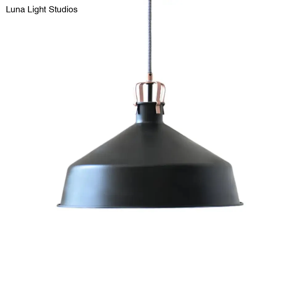 8.5"/13" Minimalistic Dome Pendant Ceiling Light in Black/White - Metallic Finish for Living Room