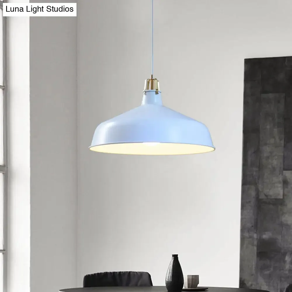 8.5"/13" Minimalistic Dome Pendant Ceiling Light in Black/White - Metallic Finish for Living Room