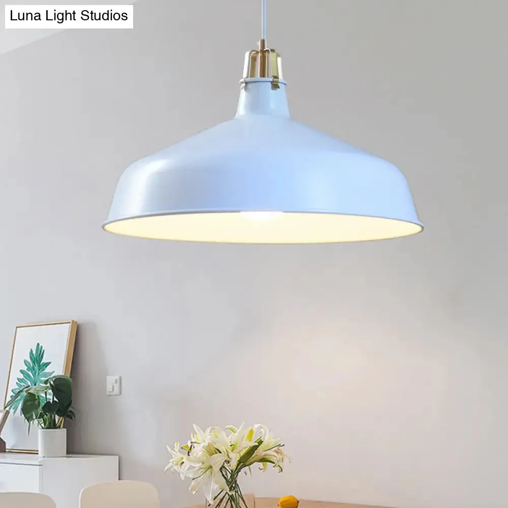 8.5"/13" Minimalistic Dome Pendant Ceiling Light in Black/White - Metallic Finish for Living Room