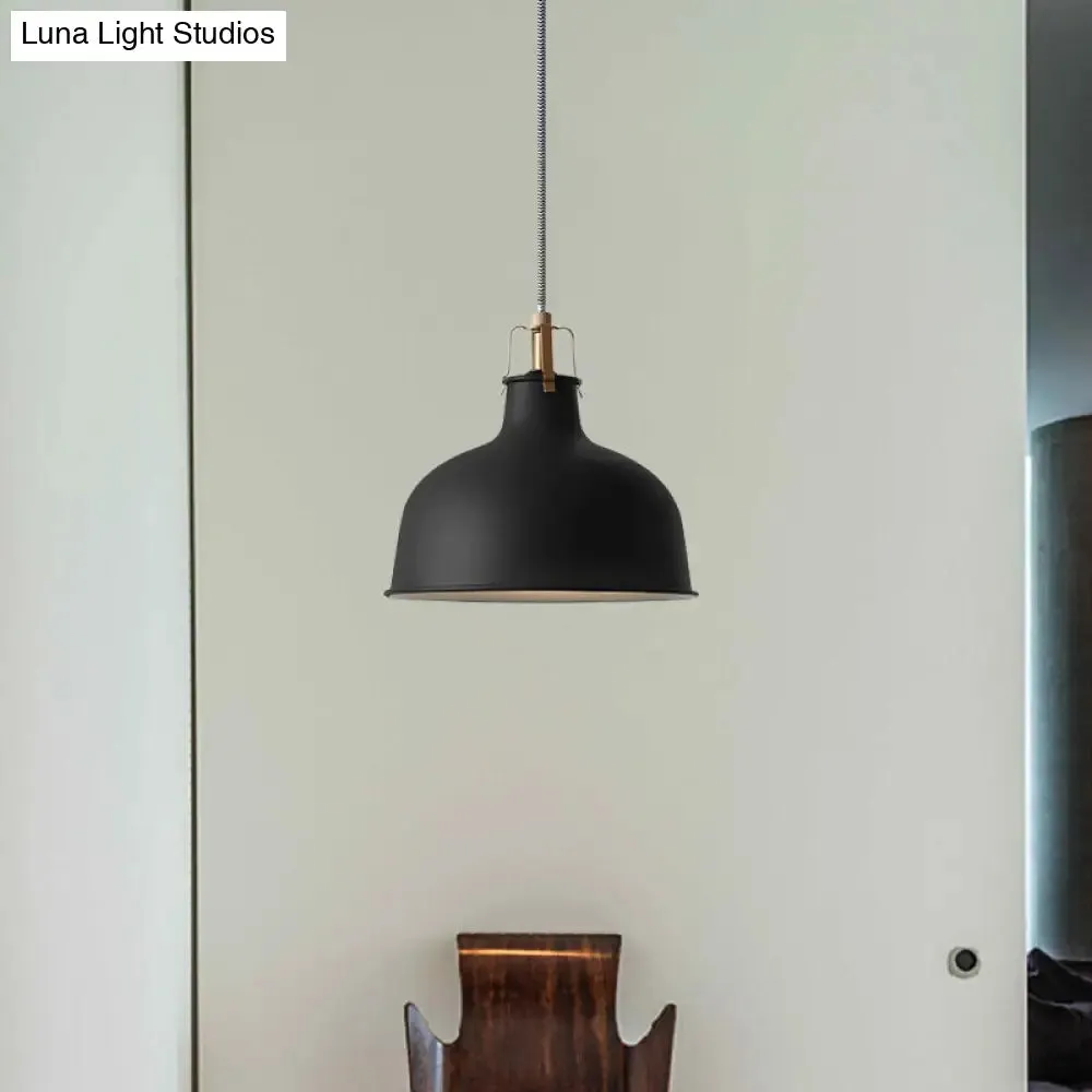 8.5"/13" Minimalistic Dome Pendant Ceiling Light in Black/White - Metallic Finish for Living Room