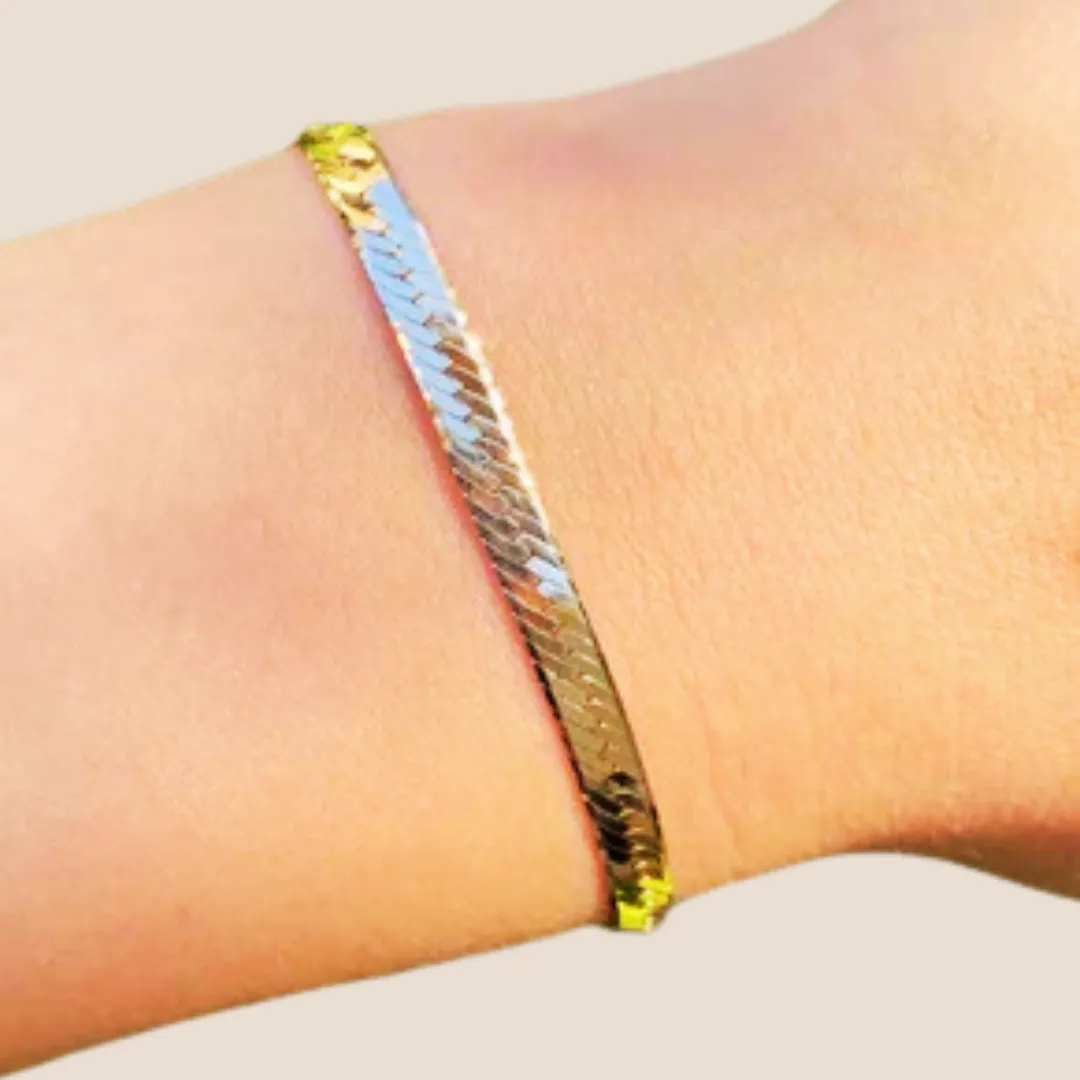 9ct Yellow Gold Herringbone Bracelet (19cm)