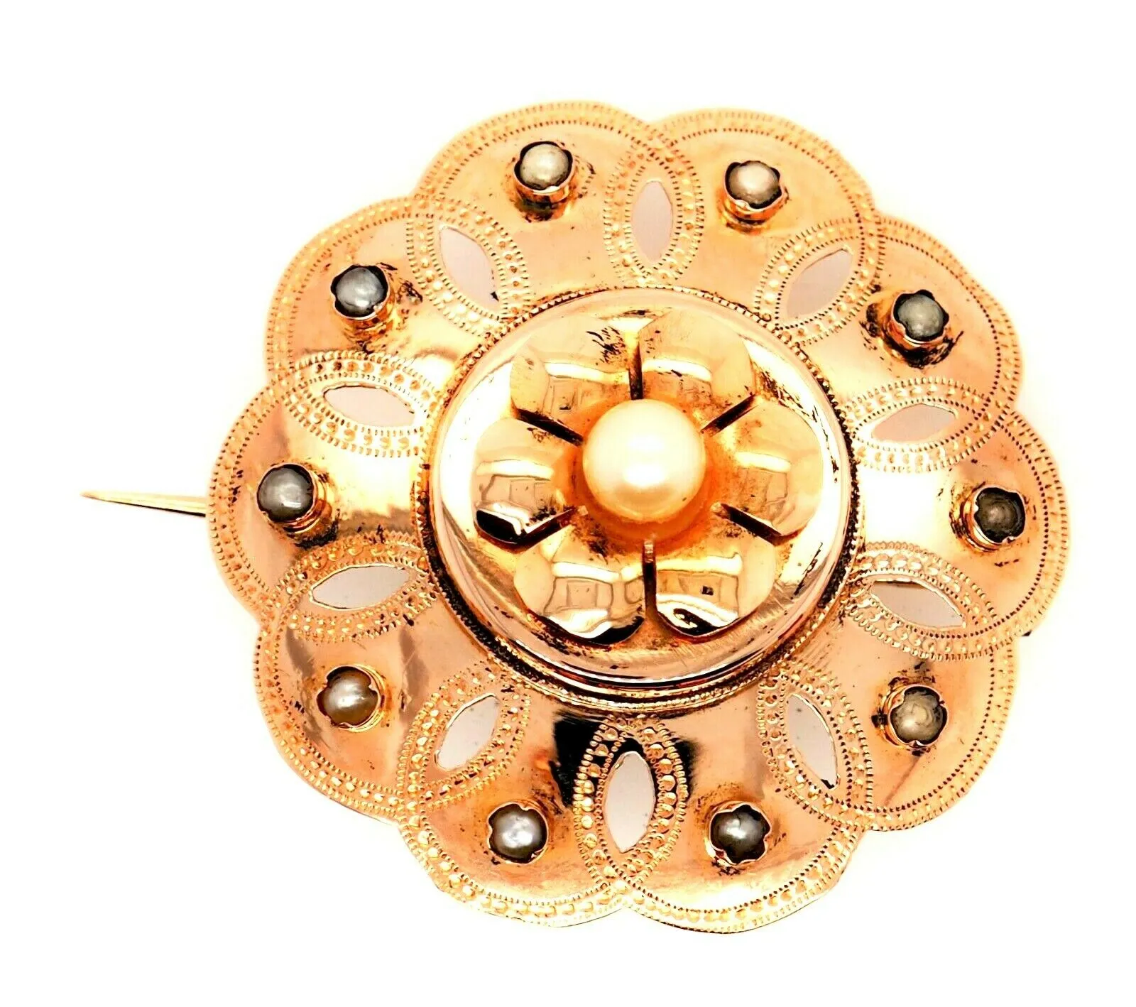 9ct Yellow Gold Pearl Brooch