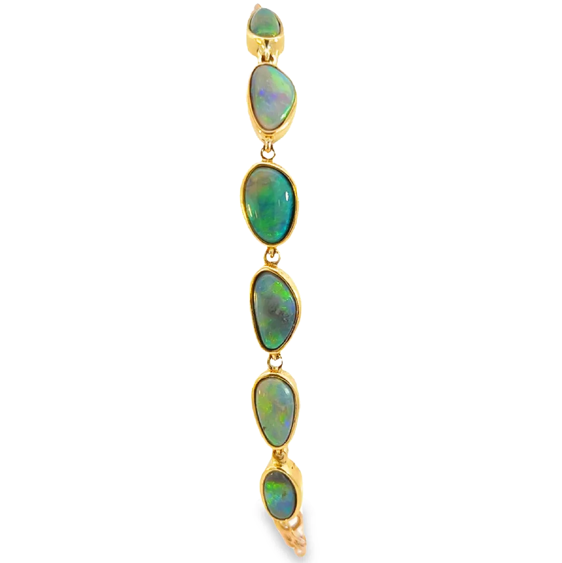 9kt Yellow Gold Bracelet with Bezel-Set 5.32ct Black Opals - Handcrafted Luxurious Opal Jewelry